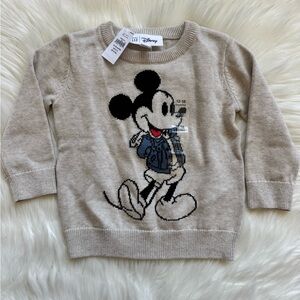 NWT Disney Baby Gap Beige Mickey Mouse Sweater Size 12-18 Months 22-27 Lbs